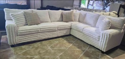 NEW MODEL ALERT! Brand New Byers Market Cream Thick Corduroy RAF 2pc Corner Sectional