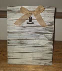 Decorative Picture / Note Clipboard w/Kickstand (10.25"L x.8"W) - Wood (MDF) - Distressed White