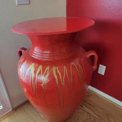 Huge Heavy Red Clay Pot Vase Table
