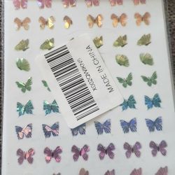 Macute Nail Art Stickers Butterfly Nail Sticker 9 Sheets Colorful Laser Butterfly Shape Nail Decals 3D Self Adhesive Designs for Women DIY Nail Art De
