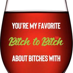 Funny Wine Glasses Friendship Gifts For Women Fun Best Friend Birthday Gifts For Her Unique Wine Gifts For Girls Bff Gifts Ideas-17oz Stemless Fun Win