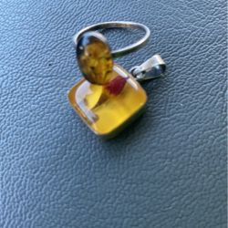 Amber Floral Ring And Pendant