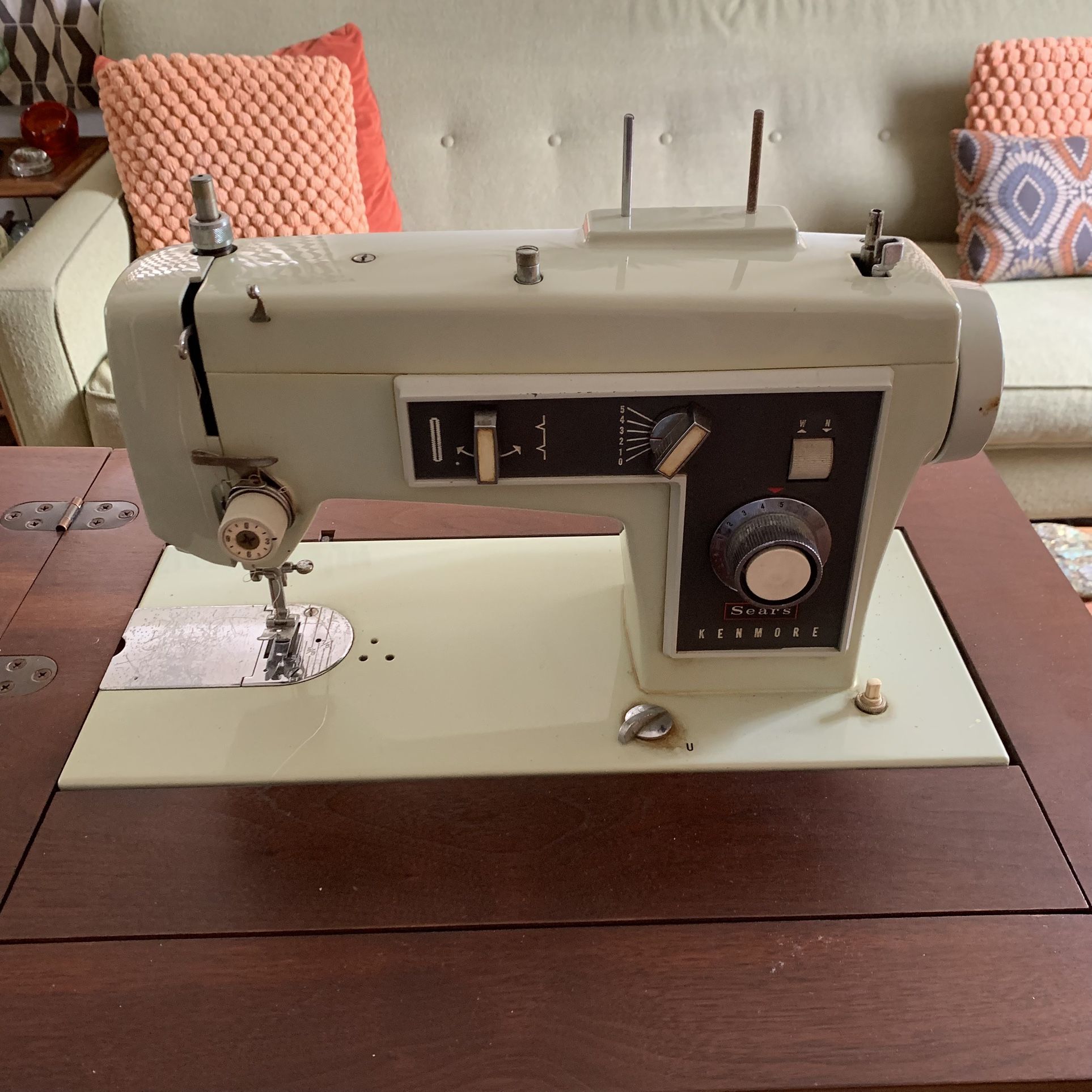 Vintage Sears Kenmore Green Sewing Machine