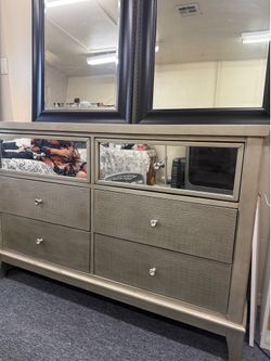 Gray Dresser with 6 drawers.