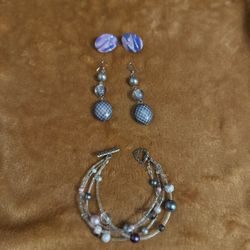 3 Piece Earrings And Bracelet