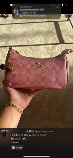Pink Coach Signature Mini Shoulder Bag W Cherry Charm