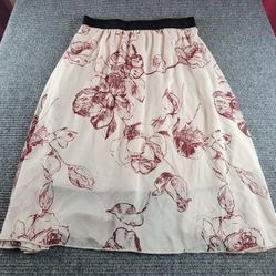 Womens Lularoe Floral 2XL Skirt Layered Tan Maroon