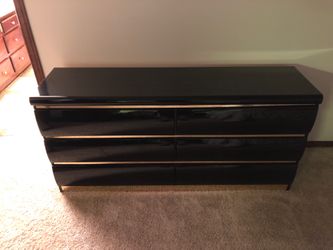 Vintage 80’s Black and Gold Lacquer Dresser Set