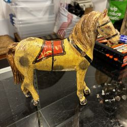 antique solid wood horse