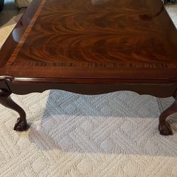 Thomas Ville Cherry Wood Chippendale Cocktail Table With Two End Tables 