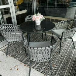 Outdoor Dining Table And 4 Chairs Patio Furniture