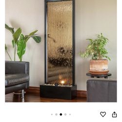 Mirror Waterfall Fountain with Stones & Lights