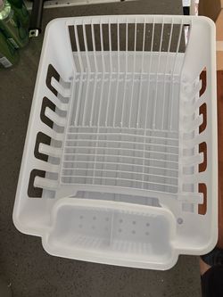 White Plastic Dish Drying Rack. Brand new never used. Asking 30$ obo