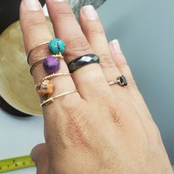 Handmade multi stone copper ring