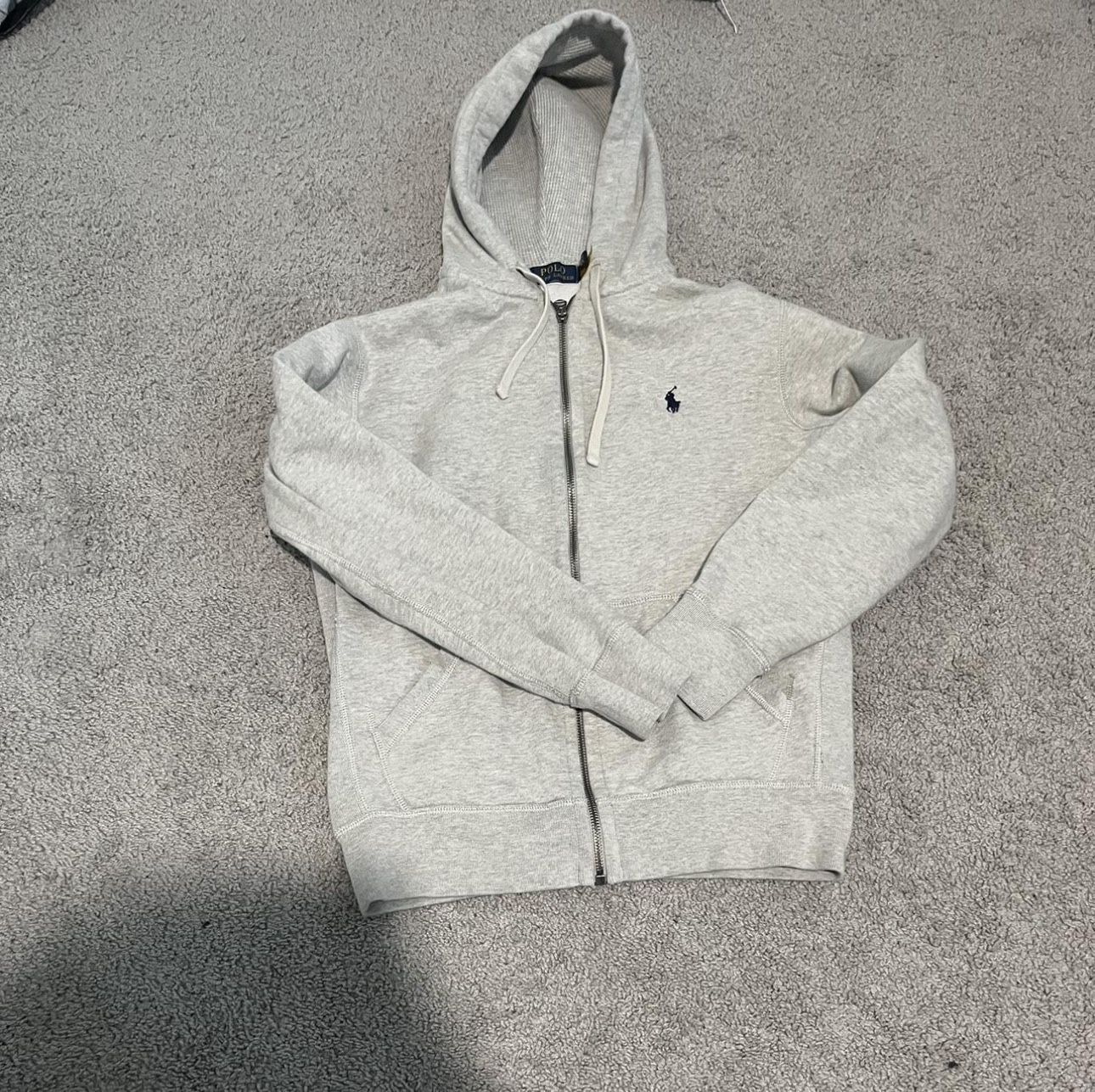 Polo Ralph Lauren Grey Zip-Up Hoodie — Size XL