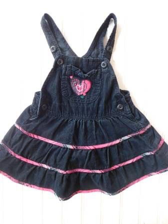 Vintage Oshkosh Vestbak Girls 18M Black Corduroy Overall Jumper Dress 18 Months