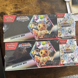 (LOT OF 2) Pokémon Prismatic Evolutions Sam’s Club Surprise Box + Booster Bundle
