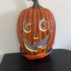 Spooky Village Pumpkin Wall Plaque Motion Activated LED, Music, Halloween Decor