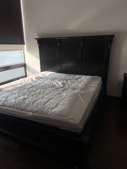 Restoration Hardware King Size Bed Frame with paneled-headboard
