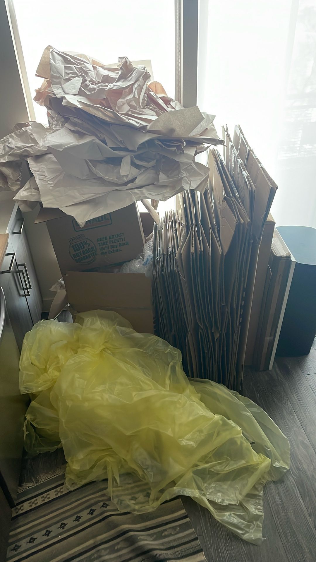 Boxes, Packing Paper, And Mattress Covers