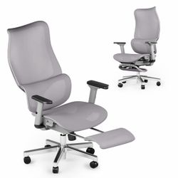 JOYFLY Ergonomic Office Chair Gaming Office Chair Big Seat with Leg Rest Footrest, 450lb, Grey