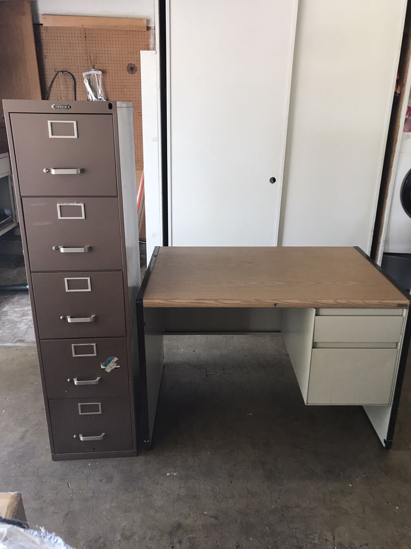 File cabinet and desk