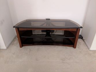 55” Glass TV Stand / Media Console with Wood Frame