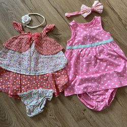 Baby Girls Clothes 9 Months ,5 Skirts ,2 Dresses And 2 Headbands Everything $10