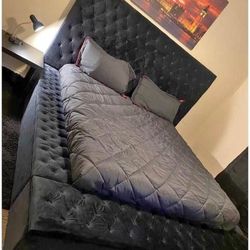 Raymond Queen Size Velvet Bed Frame With Storage 