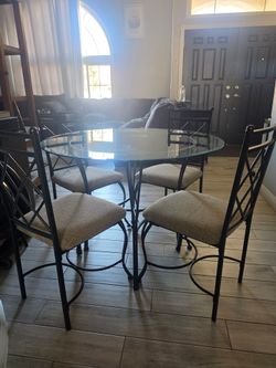 5-Piece Round Glass Dining Table Set