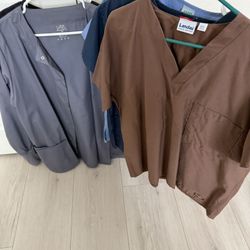 6 Medium Scrub Tops (1 set w/ pants) — Take ALL for Only .25 Cents