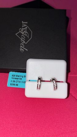 925 Sterling Silver Moissanite Hoop Earrings