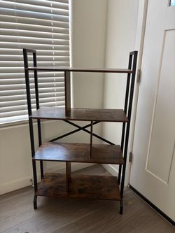 Rustic Industrial 4-Tier Bookshelf – Wood & Metal Display Shelf