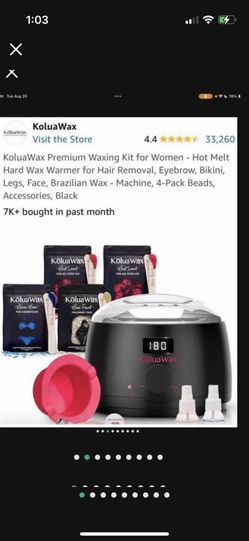 KoluaWax Premium Waxing Kit for Women - Hot Melt Hard Wax Warmer for Hair Removal, Eyebrow, Bikini, Legs, Face, Brazilian Wax