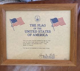 Certificate Of Flag Flown Over US Capitol