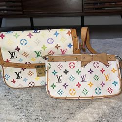 LOUIS VUITTON Murakami Sologne Monogram Multicolor SET - Purse & Hand Bag