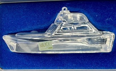 MIKASA Germany Crystal Boat Ornament Or Paperweight