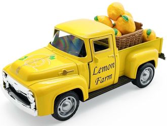 🍋🤍💛Super Adorable Farmhouse Country Yellow Lemon Metal Truck Decor With Lemons🍋~ New