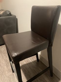 High Brown Leather Stool Chair