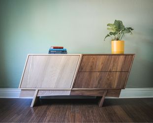 Handmade Walnut + White Oak Credenza | Solid Wood | Modern Design
