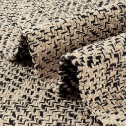 New 4x6 Washable Area Rug, Hand-Woven Cotton And Polyester Living Room Rug, Natural /Black Braided