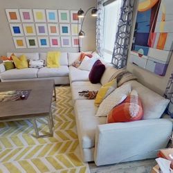 Large Sectional Sofa, Beige Ivory. 4 Piece Modular From Model Home