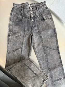 Isabel Marant Etoile Gray Henoya Acid-wash High Rise Slim Jeans US 6-8 FR 40