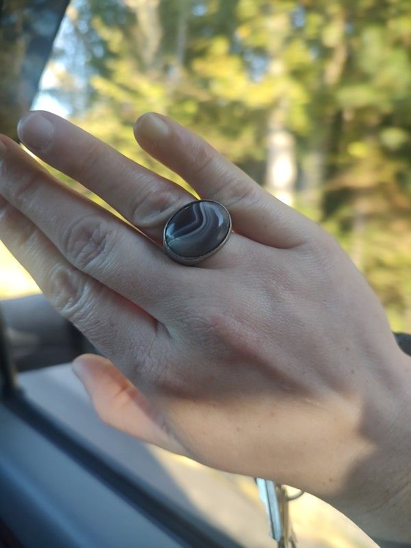 Vintage Agate Silver Ring