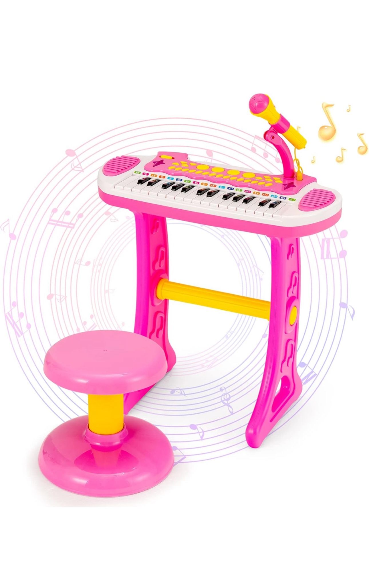 Costzon 31-Key Kids Piano Keyboard Toy, Toddler Electronic Musical Instrument Educational Toy w/Microphone, Multiple Sounds, Record Playback, Lights &