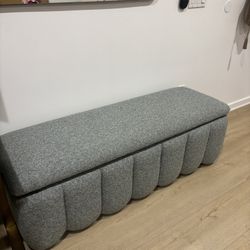 Blue Upholstered Storage Bench