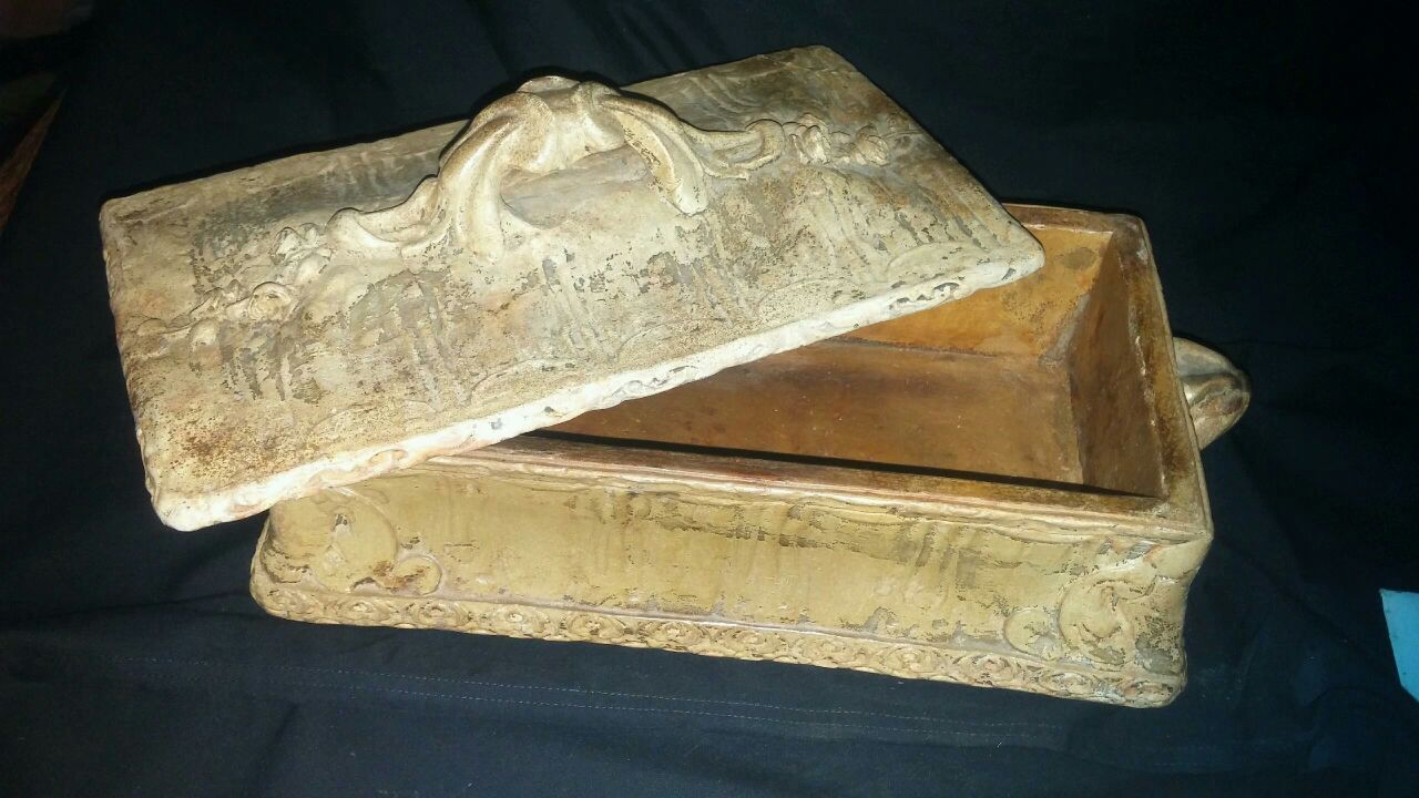 Hand made ceramic box approx. 15" x 7"