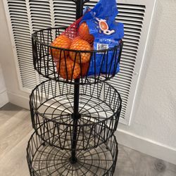 Basket Stand Three Tier Member's Mark 3 Tiered Wrought Iron Round Basket