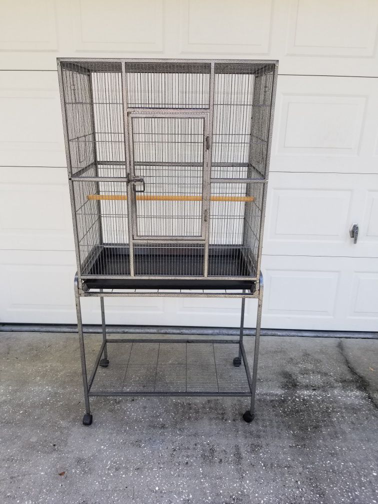Bird cage with stand on wheels