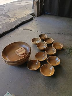 Oregon Myrtlewood Salad Bowl Set with Servers